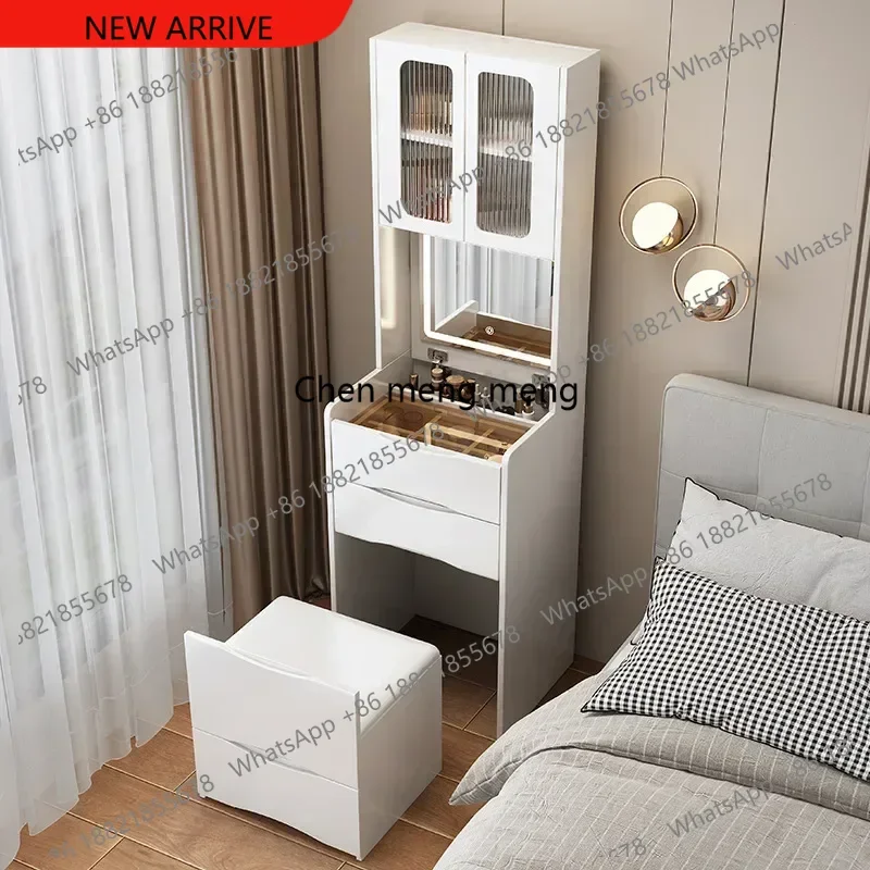 z183 Women Storage Modern Dressing Table Drawer Cream Bedroom Mini Dressers Nordic Narrow Vanity Desk Led Makeup Table Home Furn