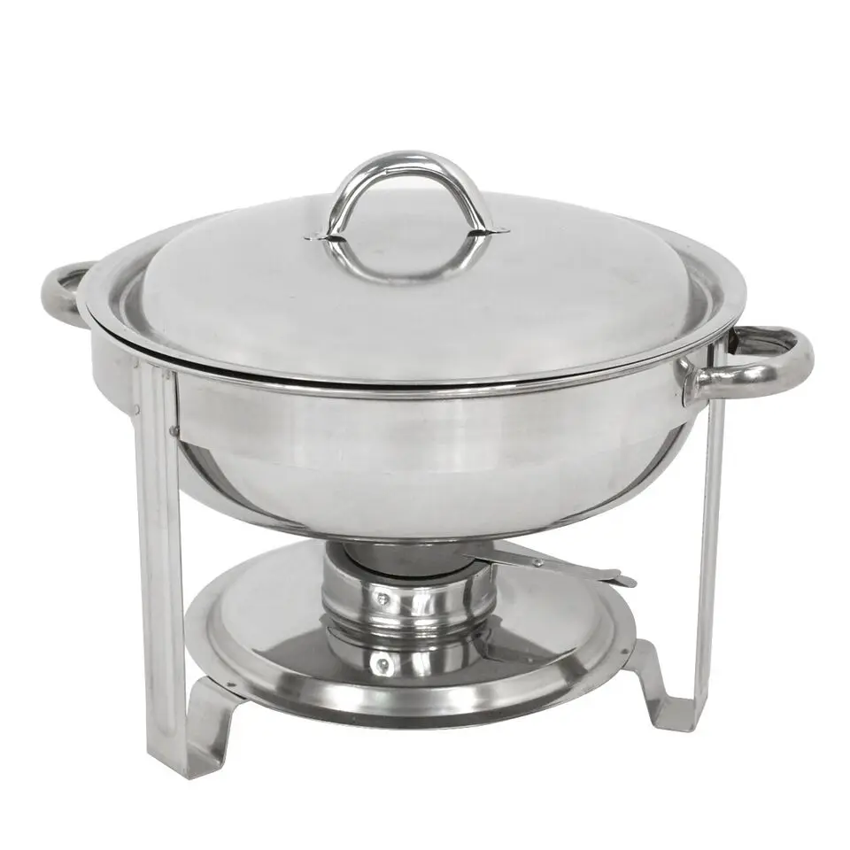 2 Pack 5 Quart Stainless Steel Round Chafing Dish Full Size Buffet Catering