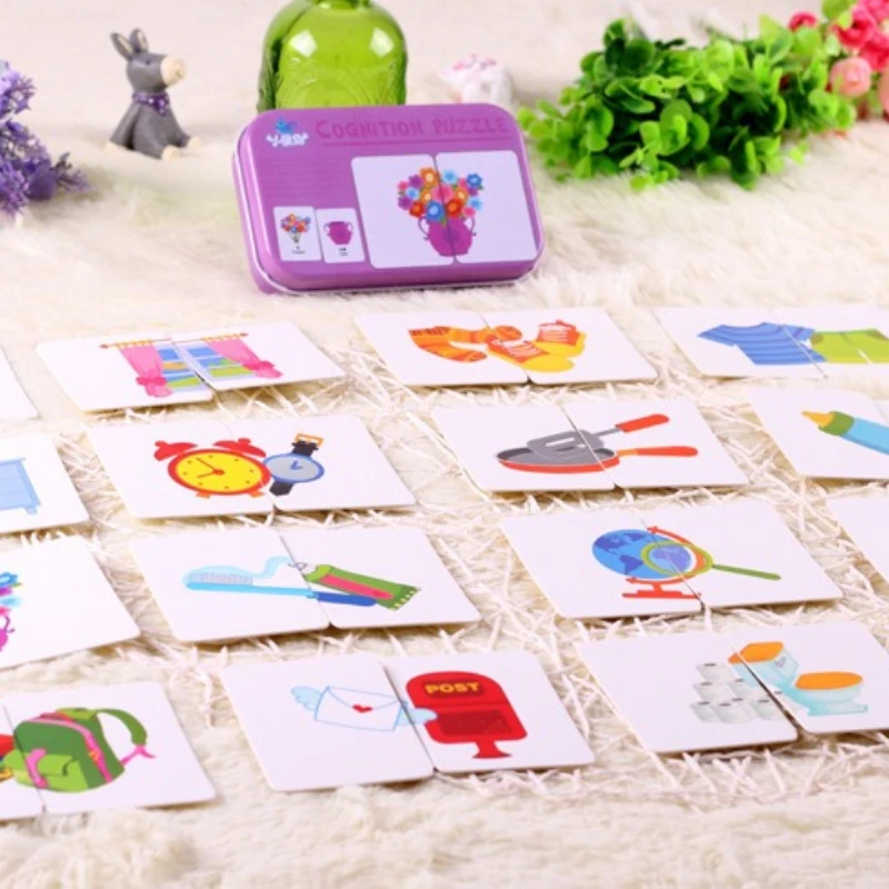 교육용 카드 장난감 기억력 매칭 게임 30개 조각 퍼즐 세트 교육용 퍼즐 사실적인 매칭 과일 퍼즐