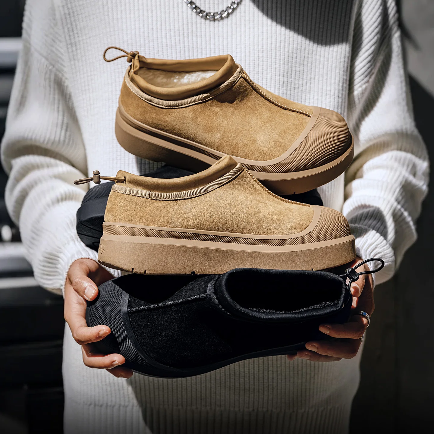 

Mr.A Designer Men's Winter Plush Warm Snow Boots, Fashionable Low-Top Snow Boots, Thick-Soled Non-Slip Men's Short Boots