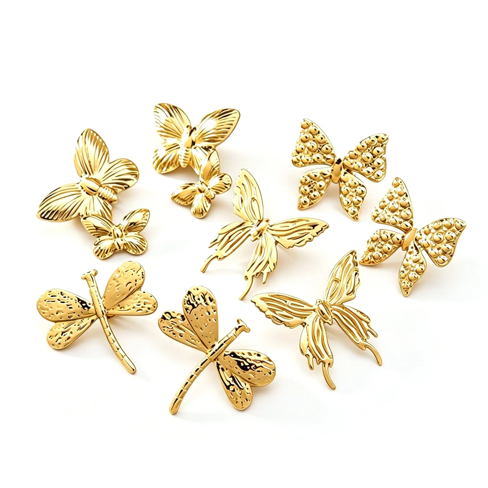 1Pair Insect Butterfly Dragonfly Animal Ear Post Stud Earrings 18K Gold Plated 304 Stainless Steel Earrings For Women Jewelry