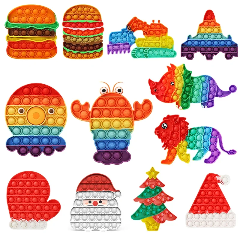 Stress Relief Toys Pack for Kids Adults Push Bubble Toys Fidget Sensory Toy Rainbow Anti-Anxiety Tools Office Stress Relief Toys