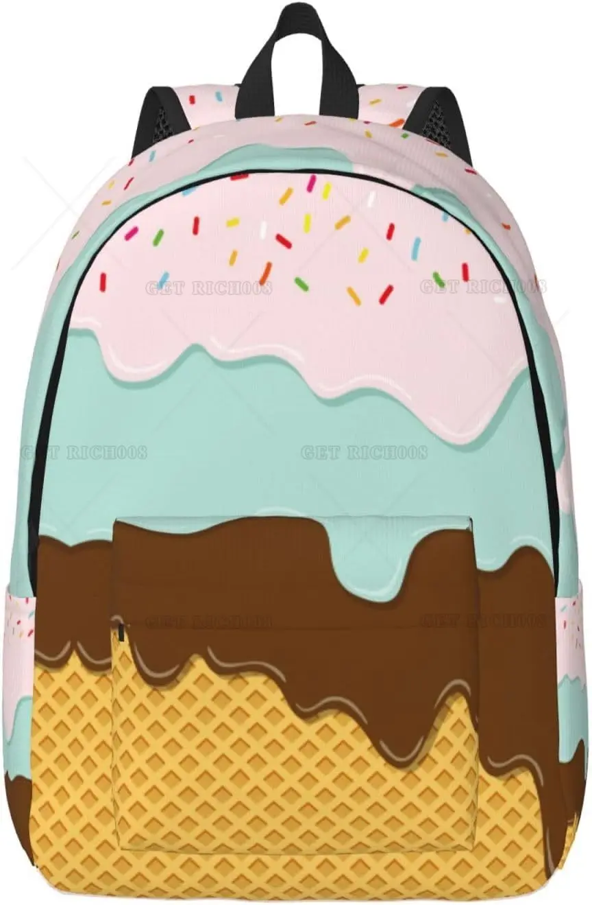 Cute Sweet Ice Cream Kawaii Girl Backpack for Girls Boys Women Lightweight Canvas Bookbag Casual Daypack for Travel Outdoor