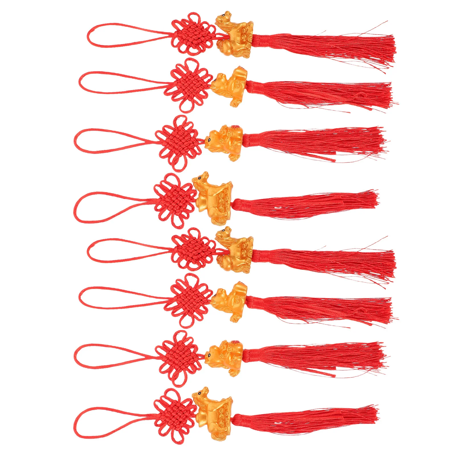 

8Pcs Chinese New Year Hanging Ornaments Horse Year Chinese Knot Tassel Ingot Luck Charm for Spring Festival Lunar Decor Car