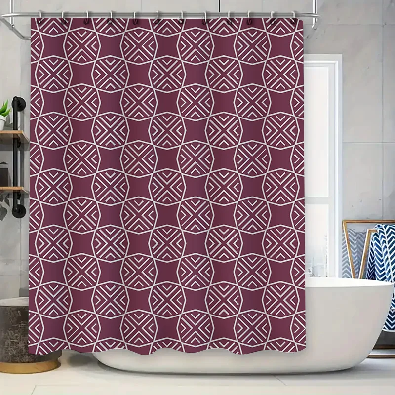 Modern Geometric Pattern Shower Curtain Rustic Boho Decor for Bathroom Privacy Window Covering