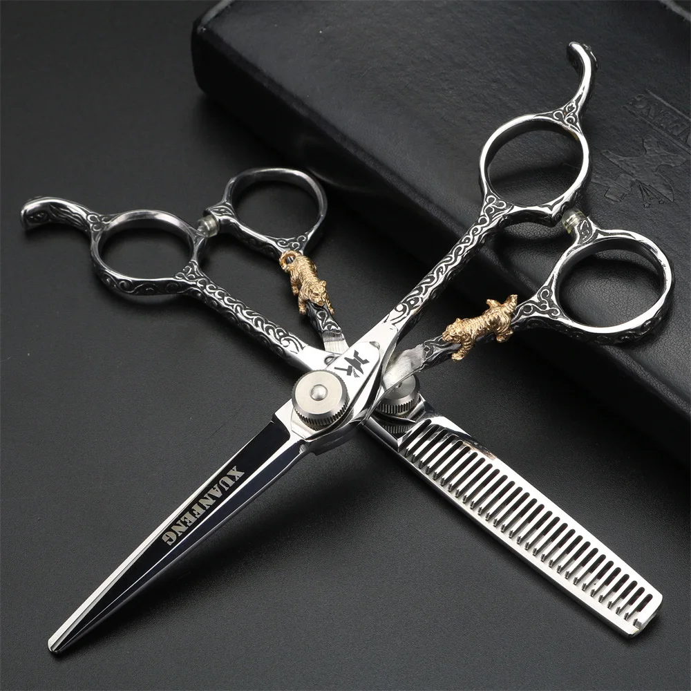 High quality hair scissors 6 inch Japanese 440C barber scissors Cutting and thinning scissors