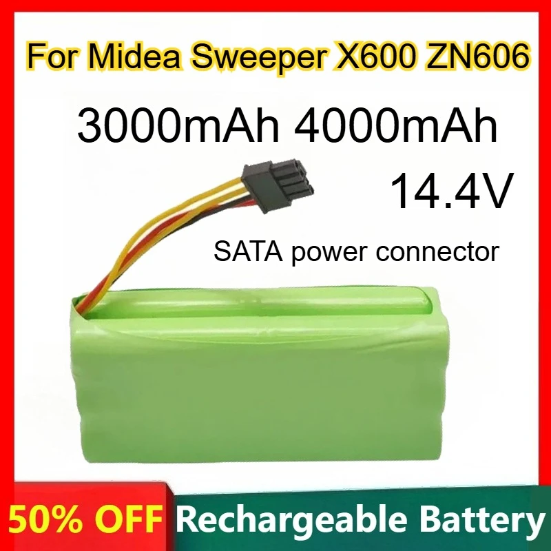 

3000mAh 4000mAh 14.4V Lithium-ion Battery for Midea Sweeper X600 ZN606 Replacement Rechargeable Batteries