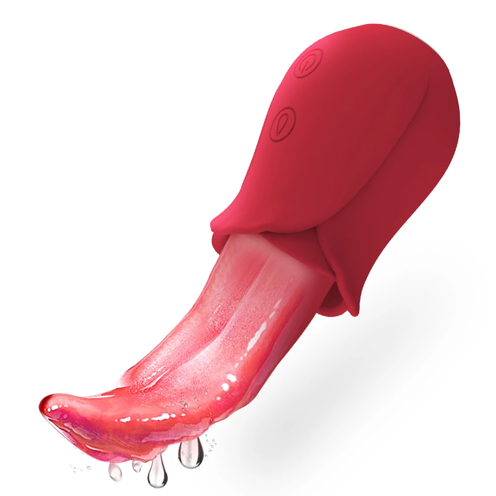 Realistic Licking Tongue Rose Vibrator for Women Nipples Clitoral Stimulation Vibrators  Toys for Adult Female Couples