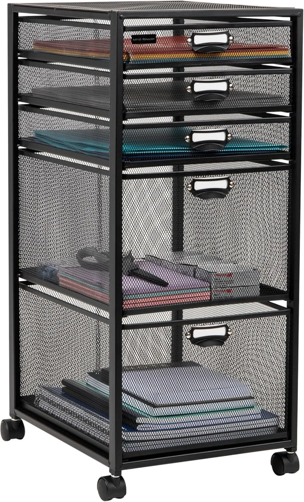 

Cart with Drawers, Laundry Organizer, Utility Cart, Bathroom, Kitchen, Metal Mesh, 11"L X 14"W X 25"H, Black