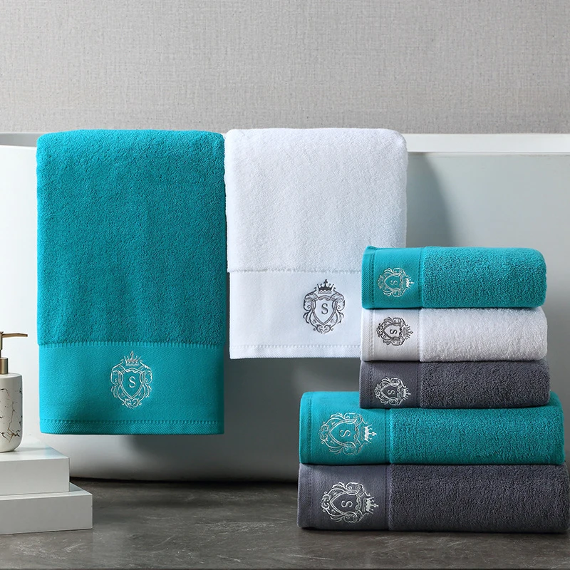 Cotton Satin Face Towel Adults Baby Hand Embroidered Luxury Crown Hand Face Bathroom Towel Set Beach Towel