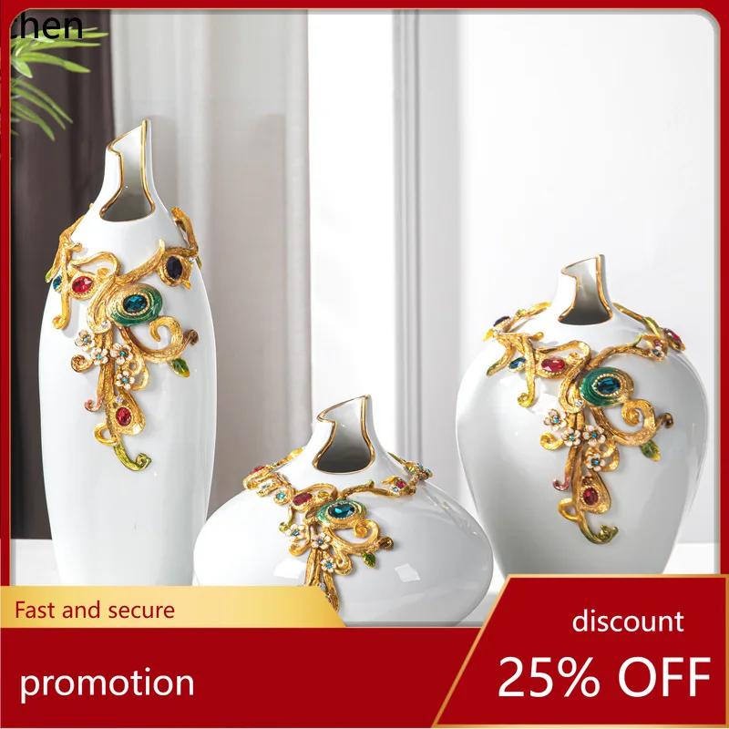 

HXL Enamel Ceramic Vase Ornament for Living Room, TV Cabinet, and Home Decoration