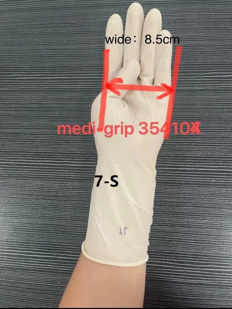 Ansell Medi Grip 354104 (100 pairs,202503 is invalid,) Powder free Smooth Curled Latex Thickened Extended Gloves, Microtextured