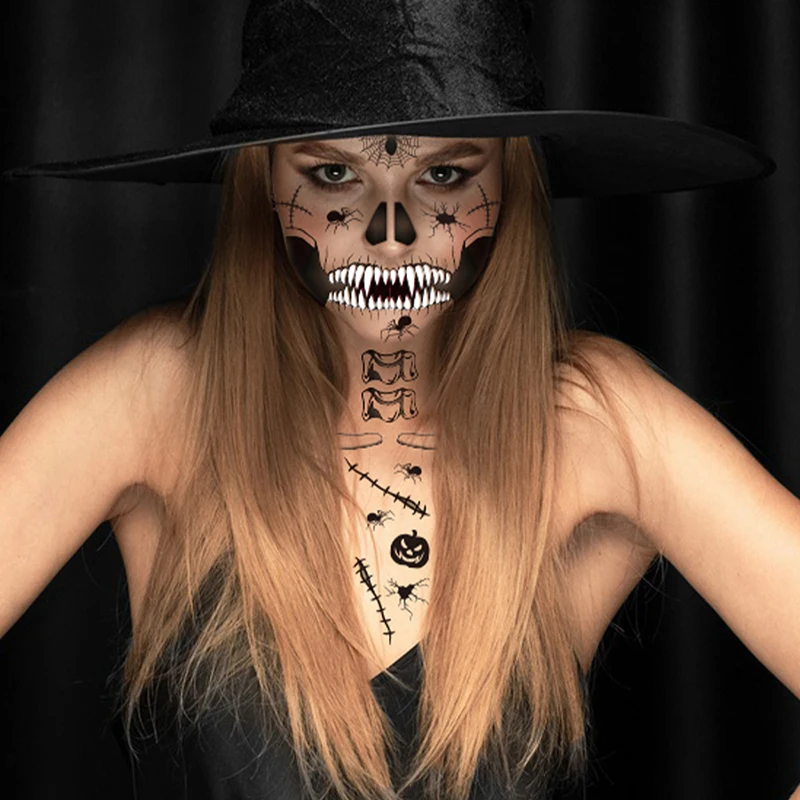 1 Piece Halloween Fun Disposable Facial Tattoo Sticker Creative Non Toxic Temporary Makeup Sticker