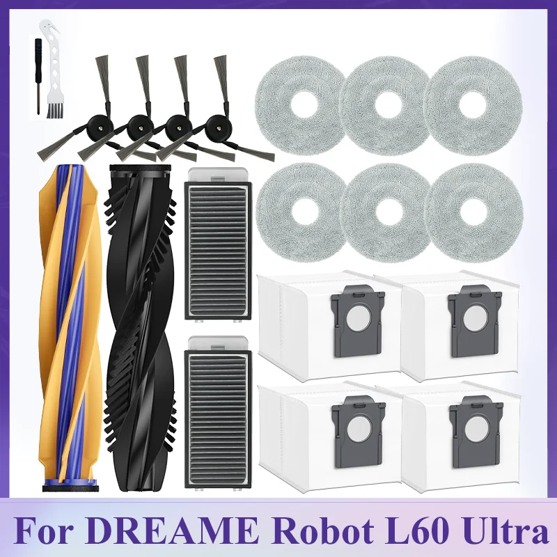 

For DREAME Robot Vacuum L60 Ultra Spare Parts Robot Vacuum Main Side Accessories Main Brush Side Brush Filter Wipe Cloth