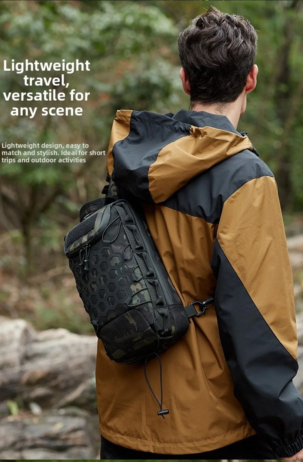 New Black Crossbody Chest Pack Durable Waterproof Sling Shoulder Backpack Large Capacity Crossbody Bag Hiking