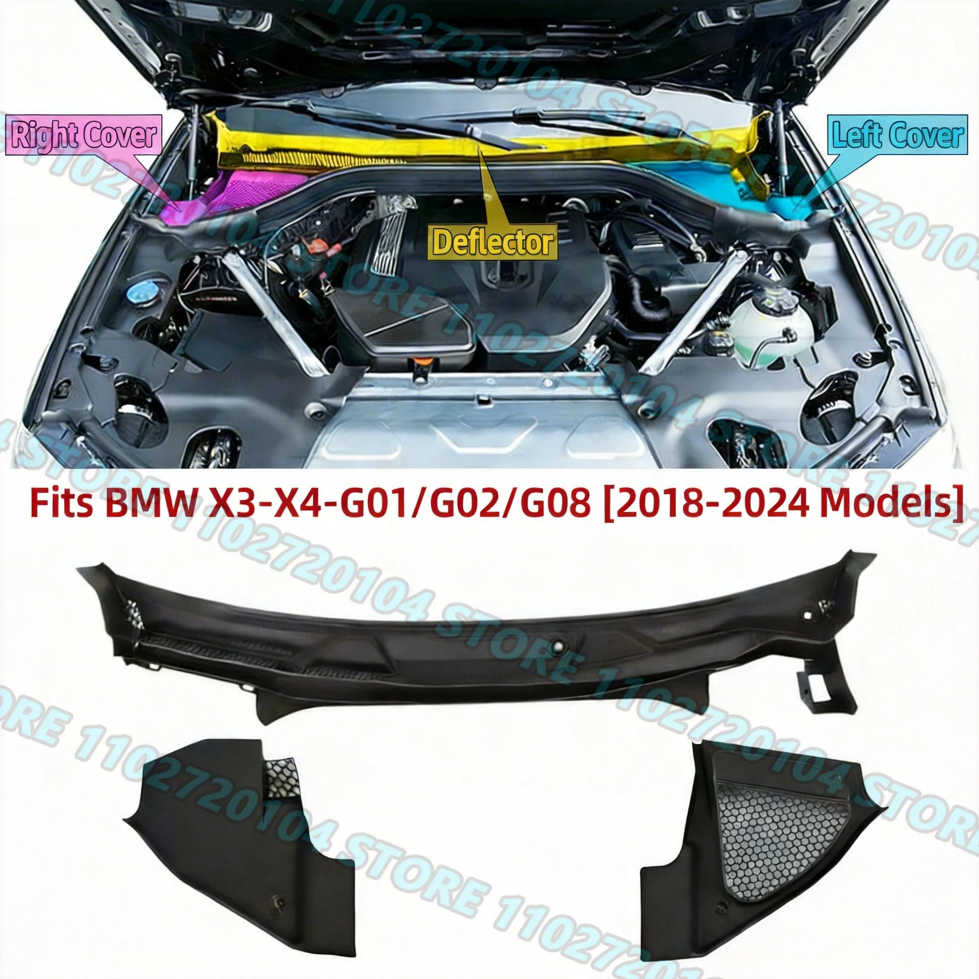 

Декоративная накладка на передний уплотнитель стеклоочистителя для BMW 2018-2024 G01 G02 G08 F97 F98 X3 X4 X3M X4M, номера деталей: 51717399015, 51717399017, 51717399018