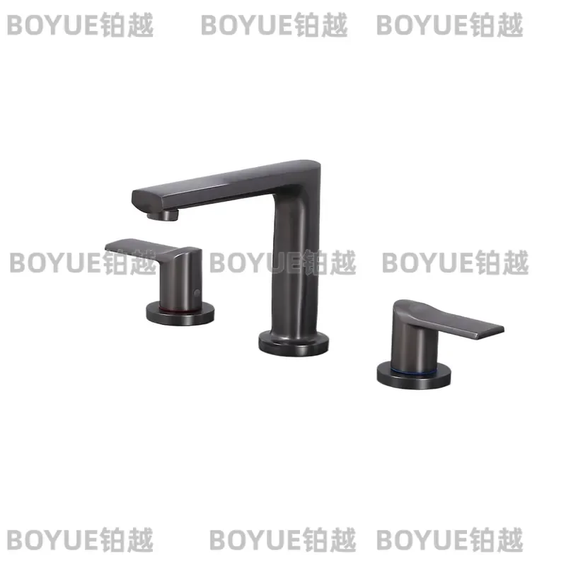 Solid Copper 3 Hole Bathroom Basin Faucet Hot Cold Water Mixer Tap for Undermount Sink Bathtub Side Mount Deck Mounted
