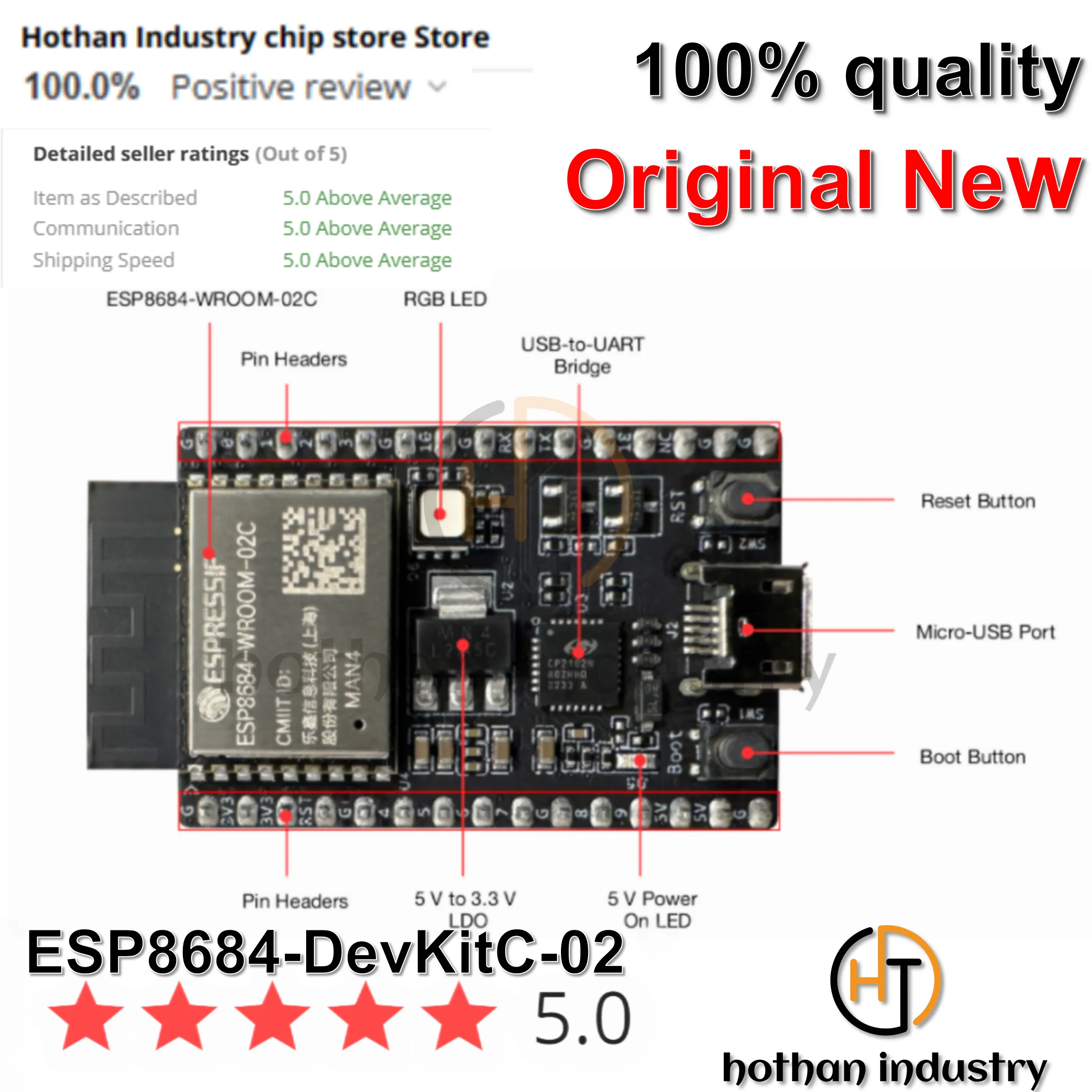 （1PCS）100% NEW ESP8684-DevKitC-02 This board integrates complete Wi-Fi and Bluetooth LE functions.