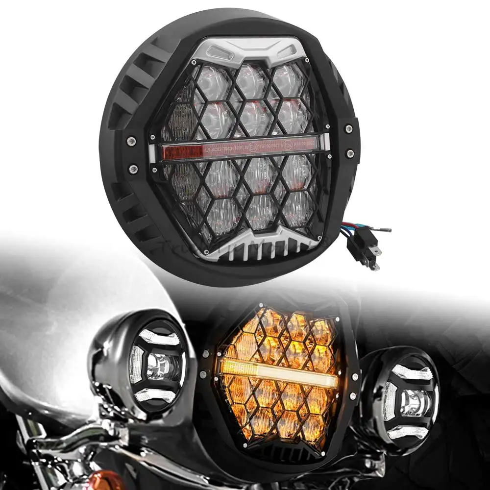 Phare LED pour moto, 130W, 7 pouces, faisceau Hi/Lo, pour Harley Road King Street Electra Glide 94-17 Heritage Softail Fat Boy