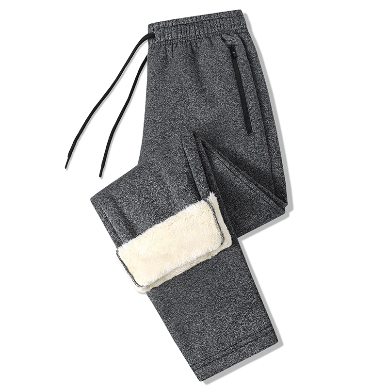 Winter Lamb Wool Pants Men's Casual Simple Thick Fleece-lined Loose Sports Pants Outdoor Jogging Skiing Cold-proof Cotton Pants