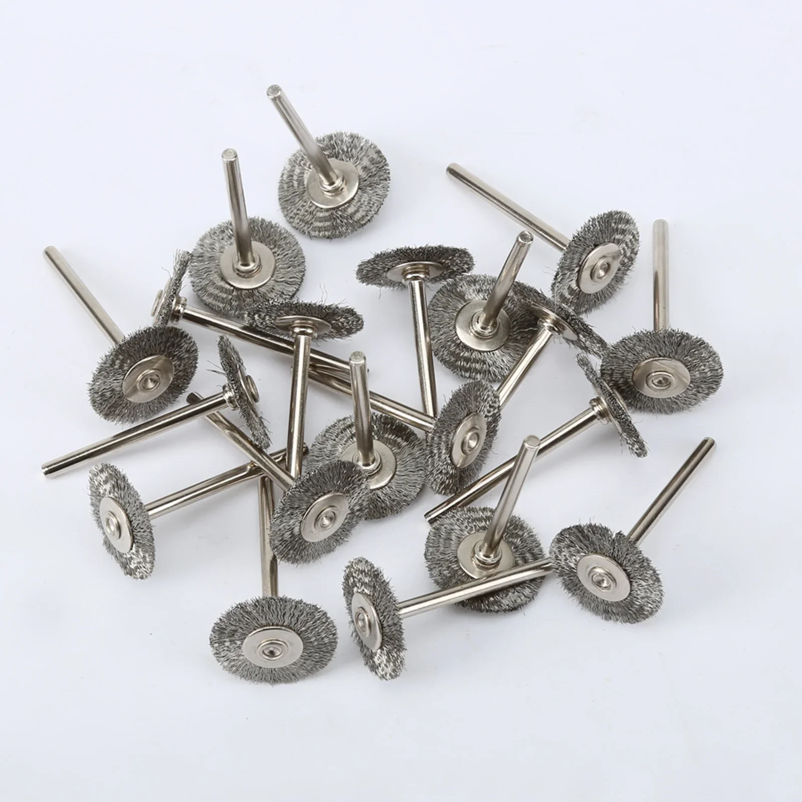 20pcs para acessórios dremel, 22mm, escova de polimento rotativa, escovas de roda de arame, moedor, ferramenta rotativa para mini broca