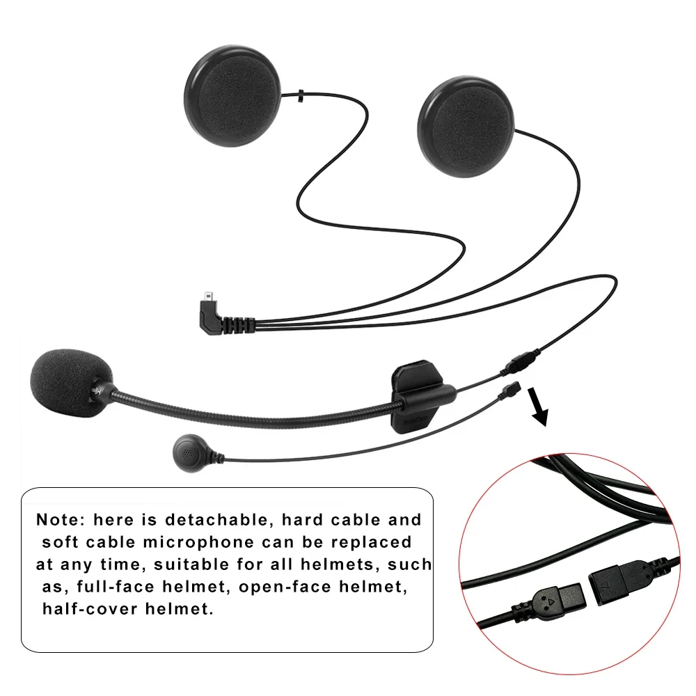 FreedConn ヘッドフォンマイク 2 で 1 イヤホンオートバイインターホンヘルメット Bluetooth ヘッドセット T-COM VB SC COLO RC T-MAX T-REX