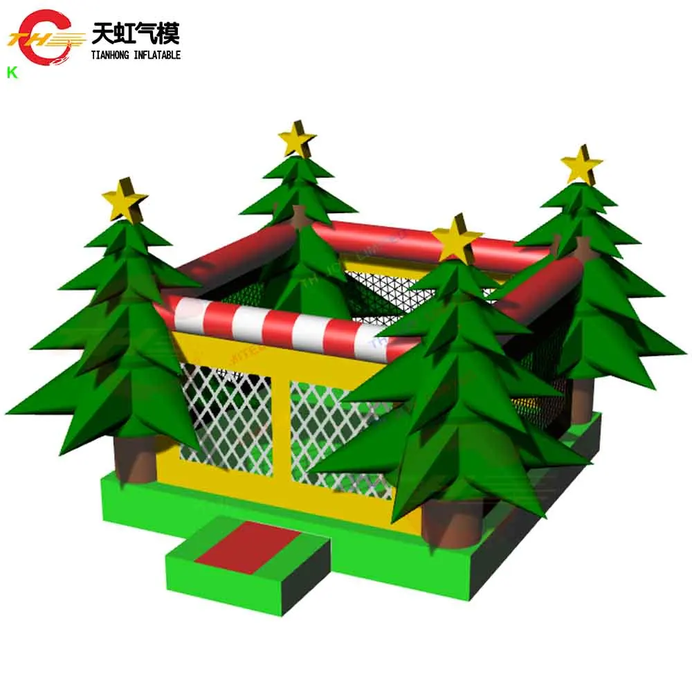 Fast Ship 5.6x5m Christmas Tree Inflatable Bouncer House Air Bouncy Castle with Blower for Kids Merry Christmas