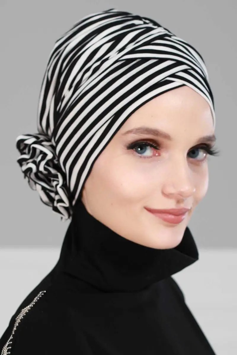 Cross rose striped Bone black