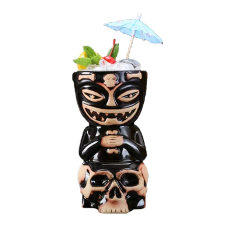 

550ml Skull Doll Tiki Mug Cocktail Cup Beer Wine Mug Ceramic Tiki Mugs Art Crafts Creative Hawaii Mugs