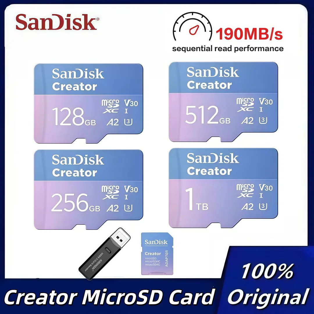 tarjeta-microsd-sandisk-creator-series-de-alta-velocidad-1tb-512gb-256gb-128gb-tarjeta-tf-con-adaptador-4k-53k-a2-v30-u3-para-camaras-y-drones