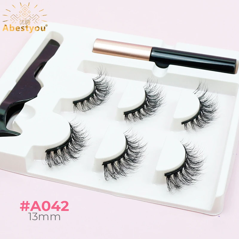 Abestyou 3pairs 5d Fluffy Magnetic Fake Mink Eyelashes Cilios Magneticos  Aplicador Delineador Kit Rehaussement Cil Lash Package