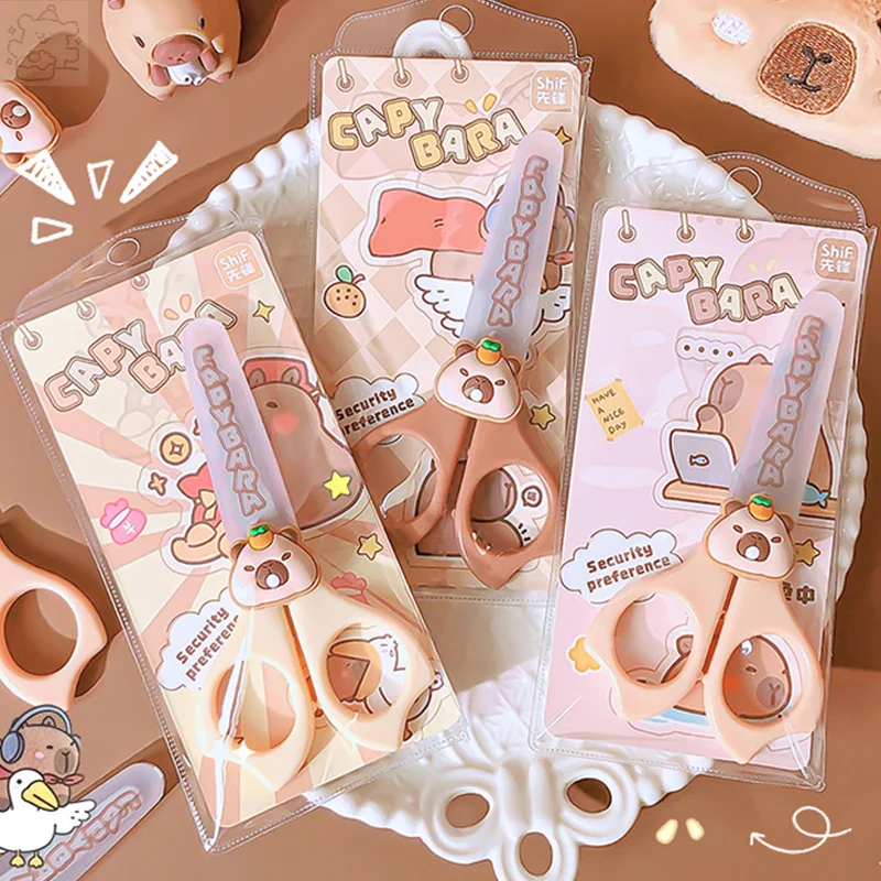 2Pcs Cute Capybara Stationery Scissors Campus Handmade Diy Children's Professional Paper-cutting Mini Scissors