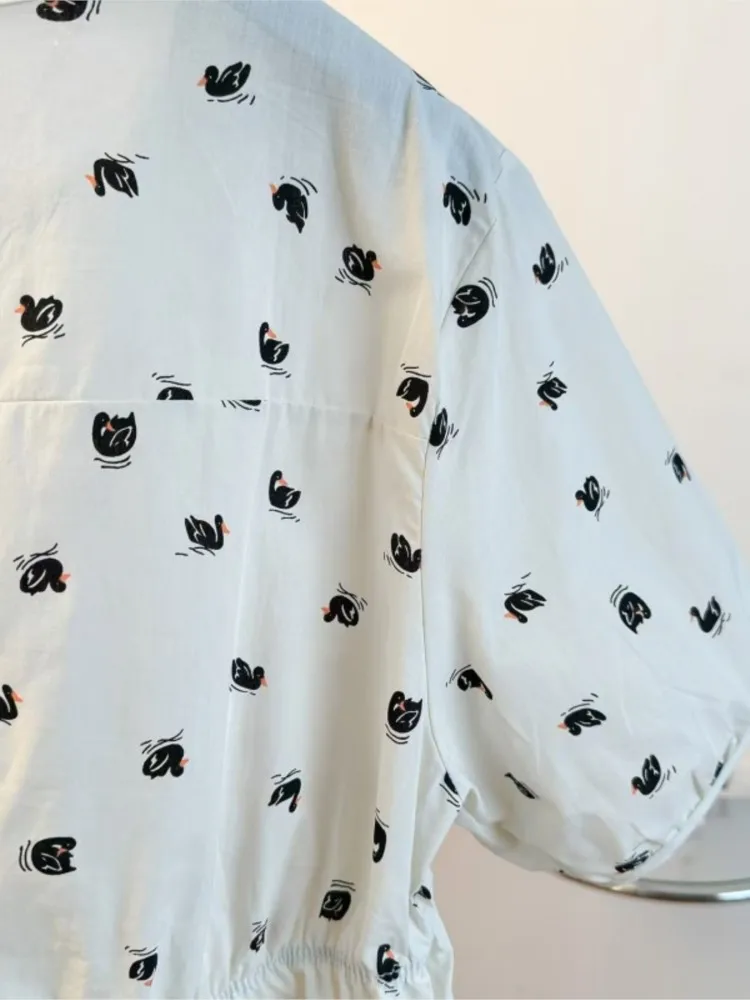 Summer Large French Style High-end Doll Shirt Women Short Sleeved Woman Shirt  In Covering The Belly Stylish Floral Ladies Tops