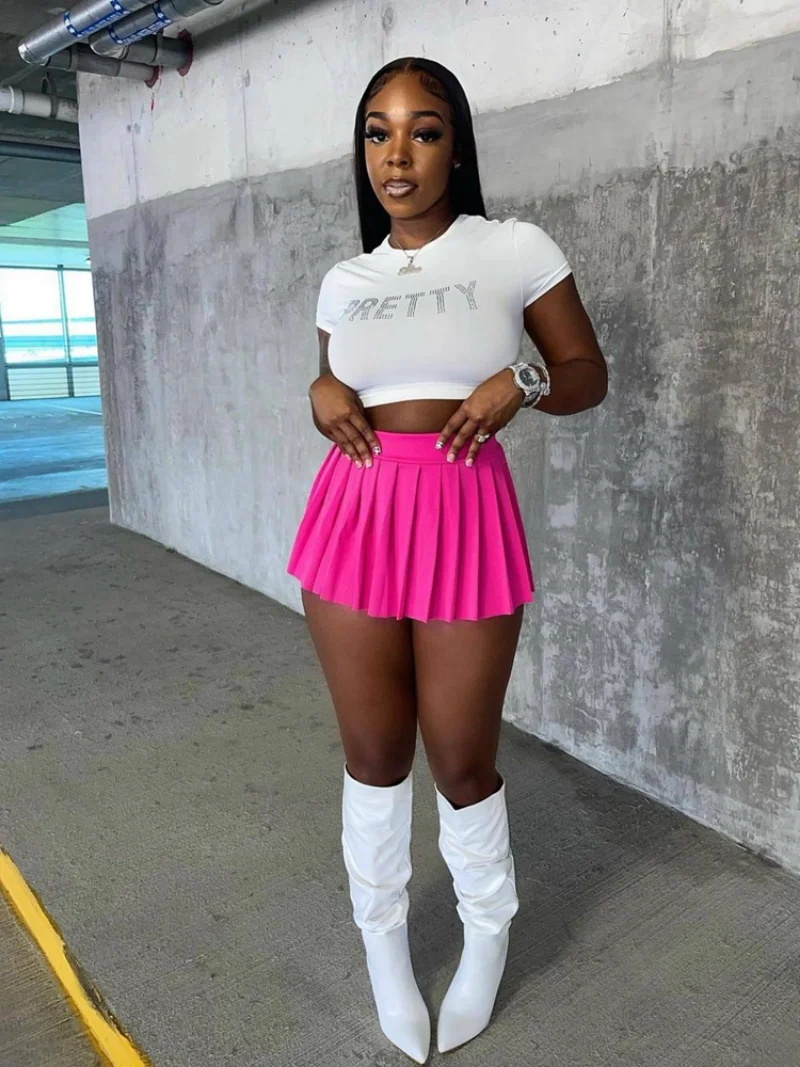 Sexy High Wiast Mini Pleated Skirts Sexy Club Outfits for Women 2023 Fashion Summer Y2k Accessories A-line Stretchy Skirt