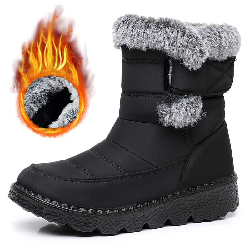 

Women's Boots Winter Shoes For Woman Boots Ankle Low Heels Botas Mujer Waterproof Snow Boots With Fur Shoes