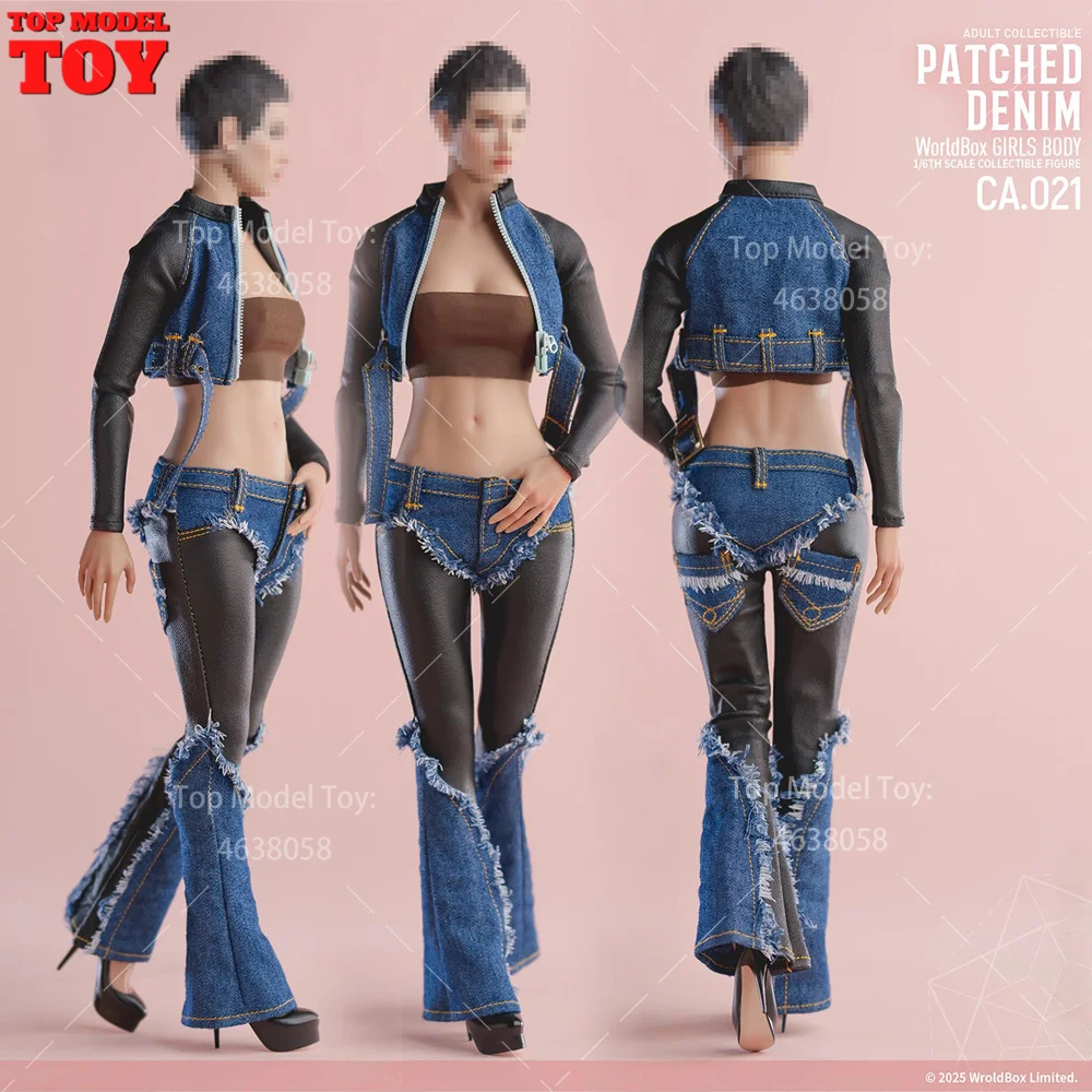 

Worldbox CA021 1/6 Scale Retro Patchwork Denim Suit Clothes Accessory Model For 12" Female Soldier Action Figure Body Dolls
