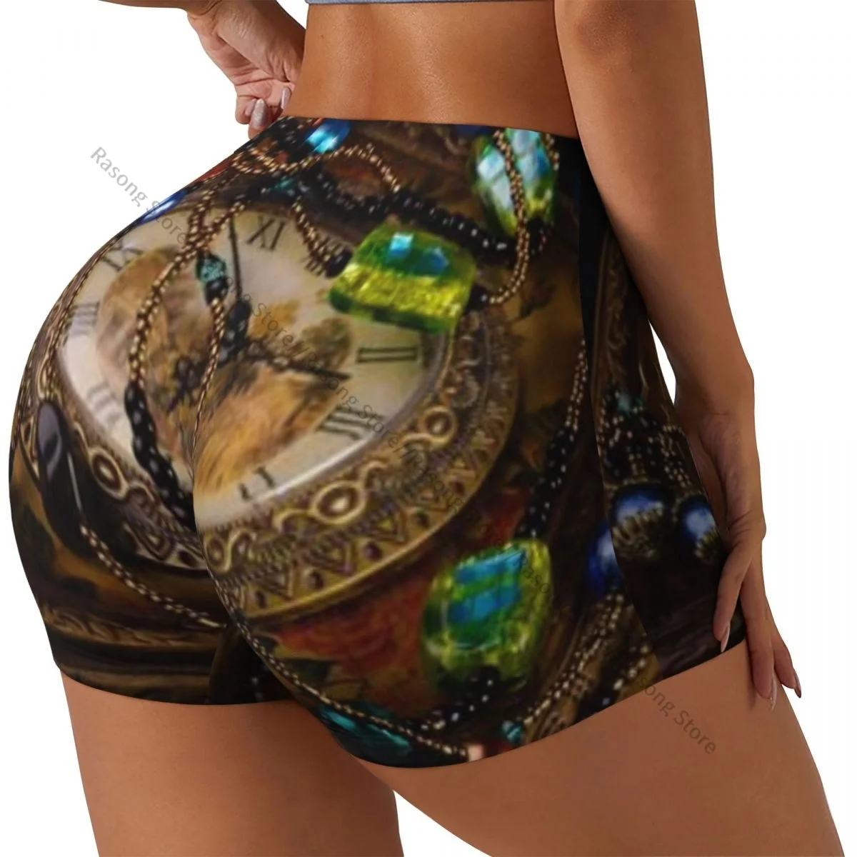 

Женские шорты для йоги, ювелирные изделия, ожерелье и серьги, шорты для тренировок, быстросохнущие женские шорты для йоги, тренажерного зала, бега, спортивная одежда