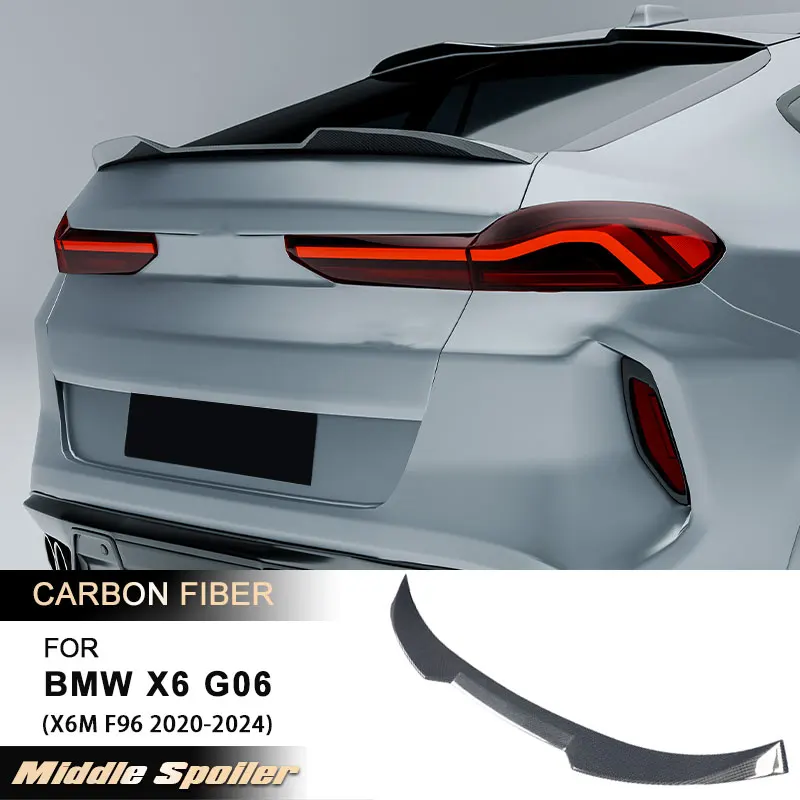 

Car Rear Trunk Middle Spoiler Wings for BMW X6 G06 X6M F96 2020-2024 Racing Rear Spoiler Middle Wing Lip Full Carbon Fiber