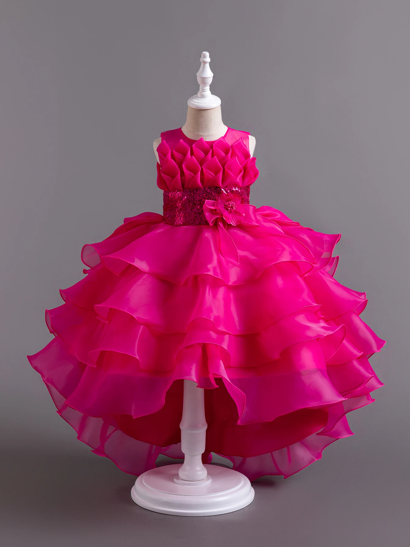 Rose New child trailing party dress  for bridesmaid wedding dresses of 3 to 12 years  flower girls with trailing tails