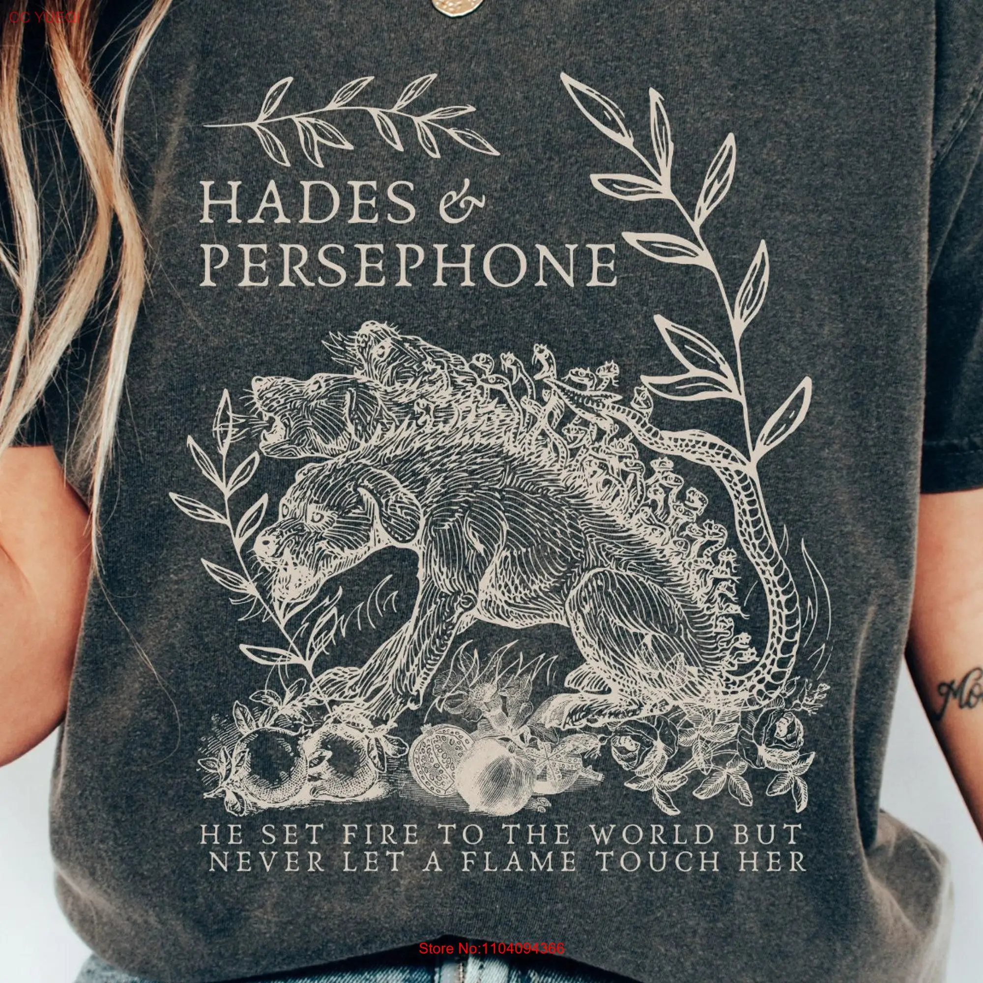 Hades And Persephone Mythology T Shirt Vintage Greek PoeT Goddess Light Academia Apparel long or short sleeves