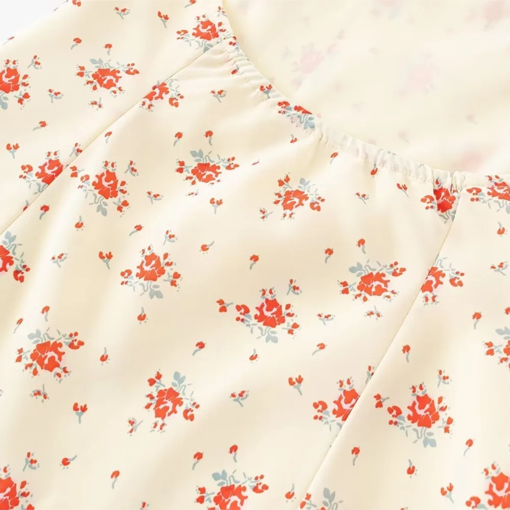 Seksowna jasnożółta sukienka z kwiatowym nadrukiem z kokardą na ramiączkach Letnia sukienka damska bez pleców z wąską talią Długie sukienki midi Robe Holiday