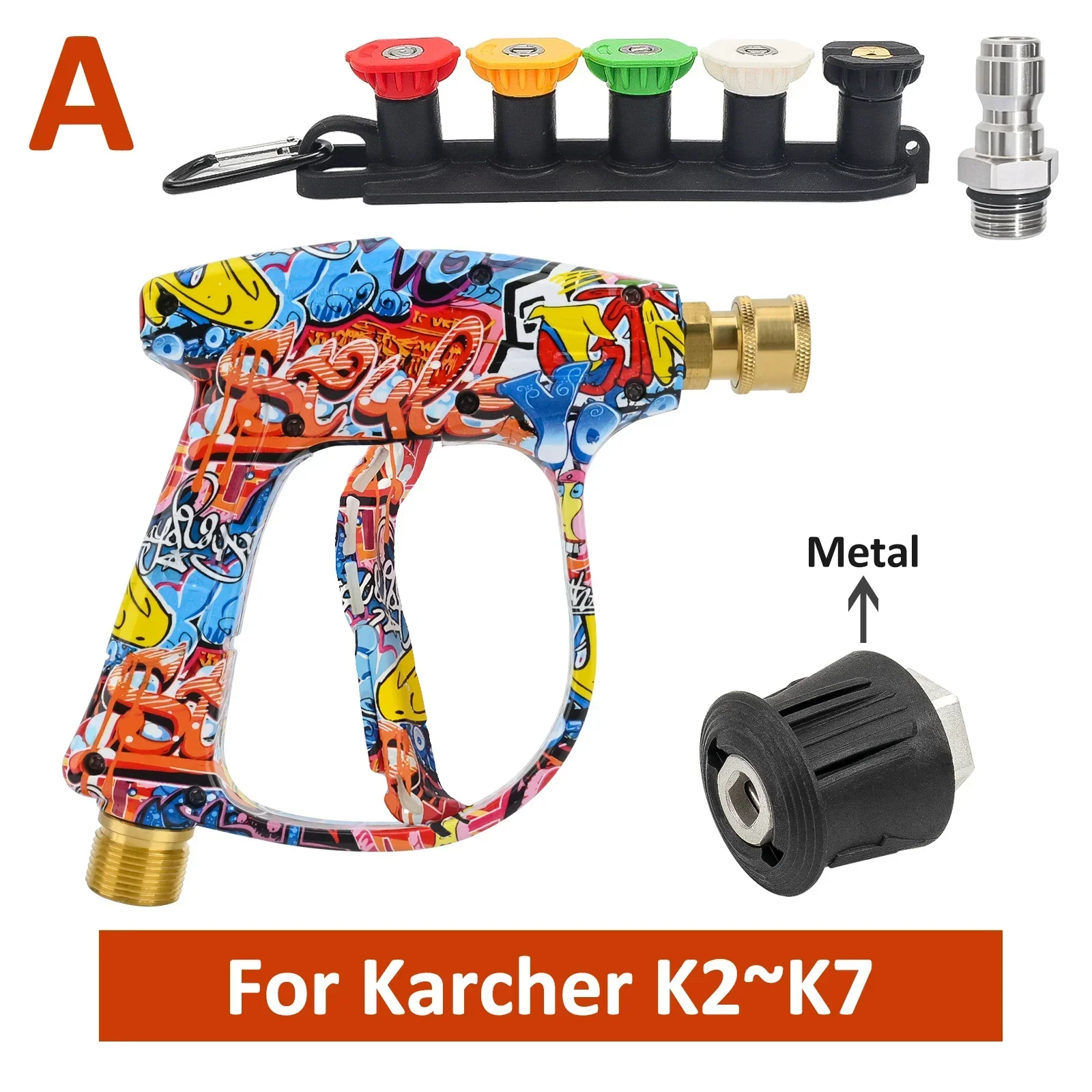 Graffiti Design hogedrukschuimpistoolset - multi-brand geschikt voor Karcher/Bosch/Nilfisk, ergonomische grip, auto/camper/vrachtwagenreinigingsset
