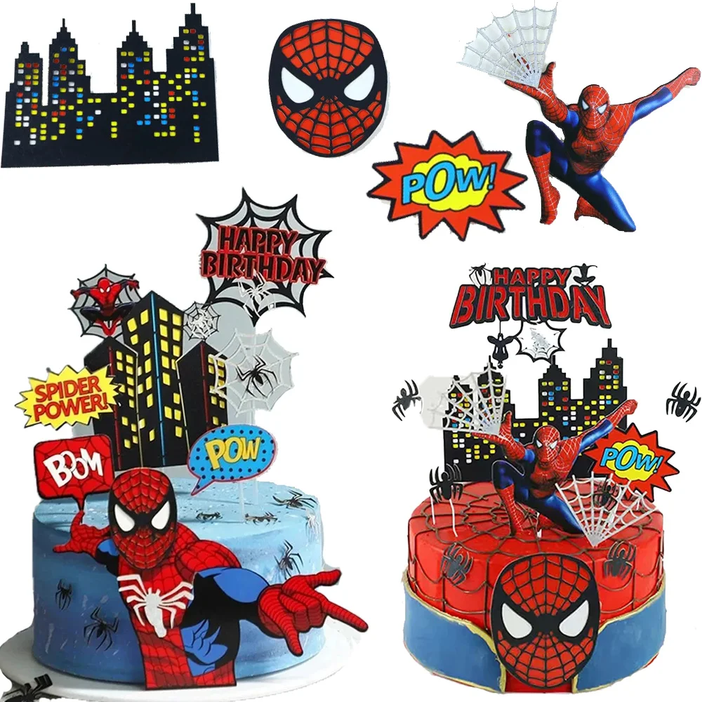 Spiderman Cake Toppers Superhero Birthday Decorations Spider-Man Cupcake Toppers Party Accessories Kids Birthday Parties Shower