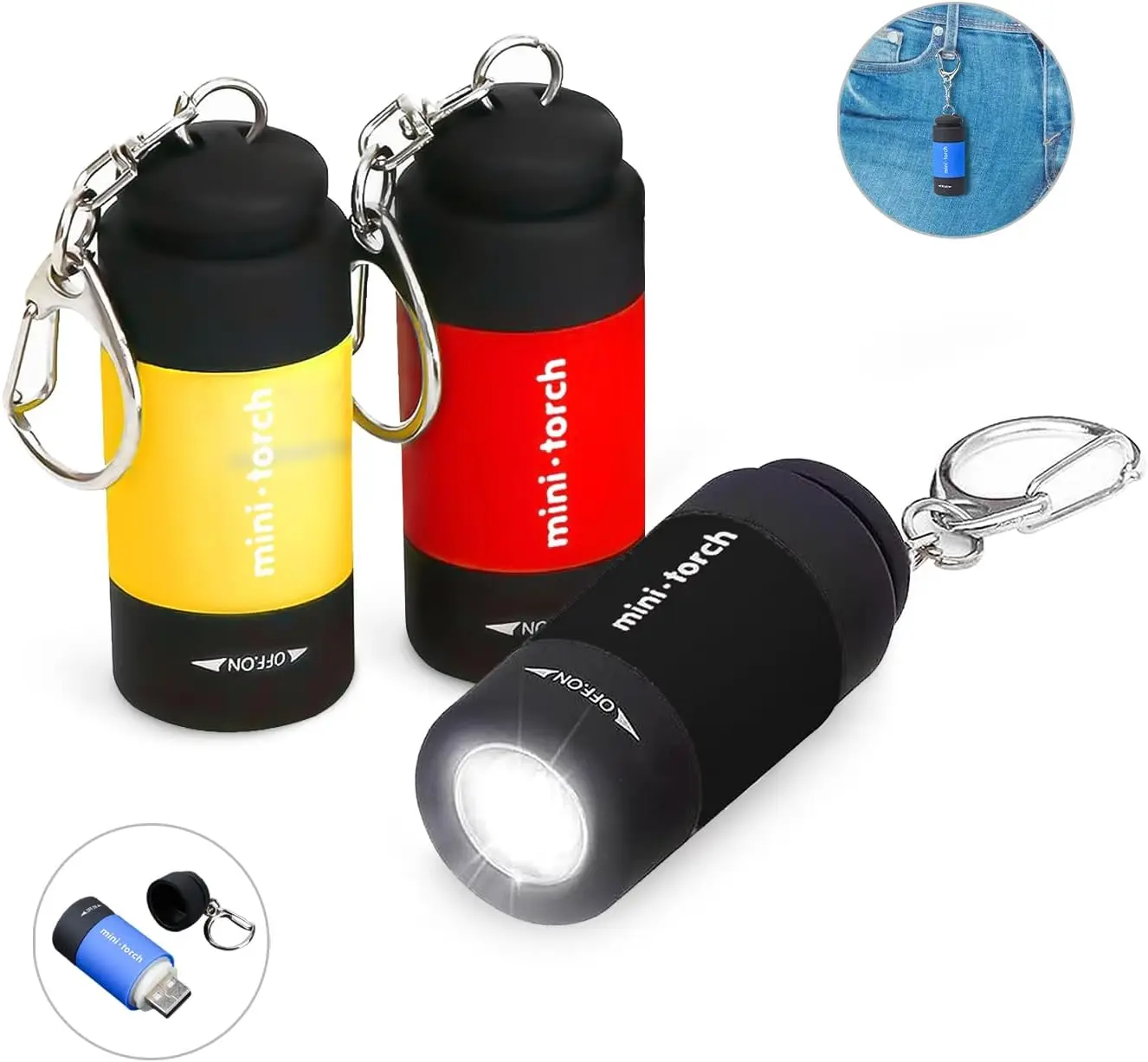 

LED Mini Flashlight USB Rechargeable Keychain Flashlight Camping Emergency Flashlight