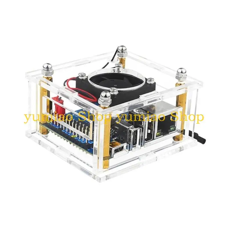 587B Case akrilik tahan lama untuk oranye 3 Development Board Enclosure Shells Port pembukaan yang akurat dengan/tanpa kipas