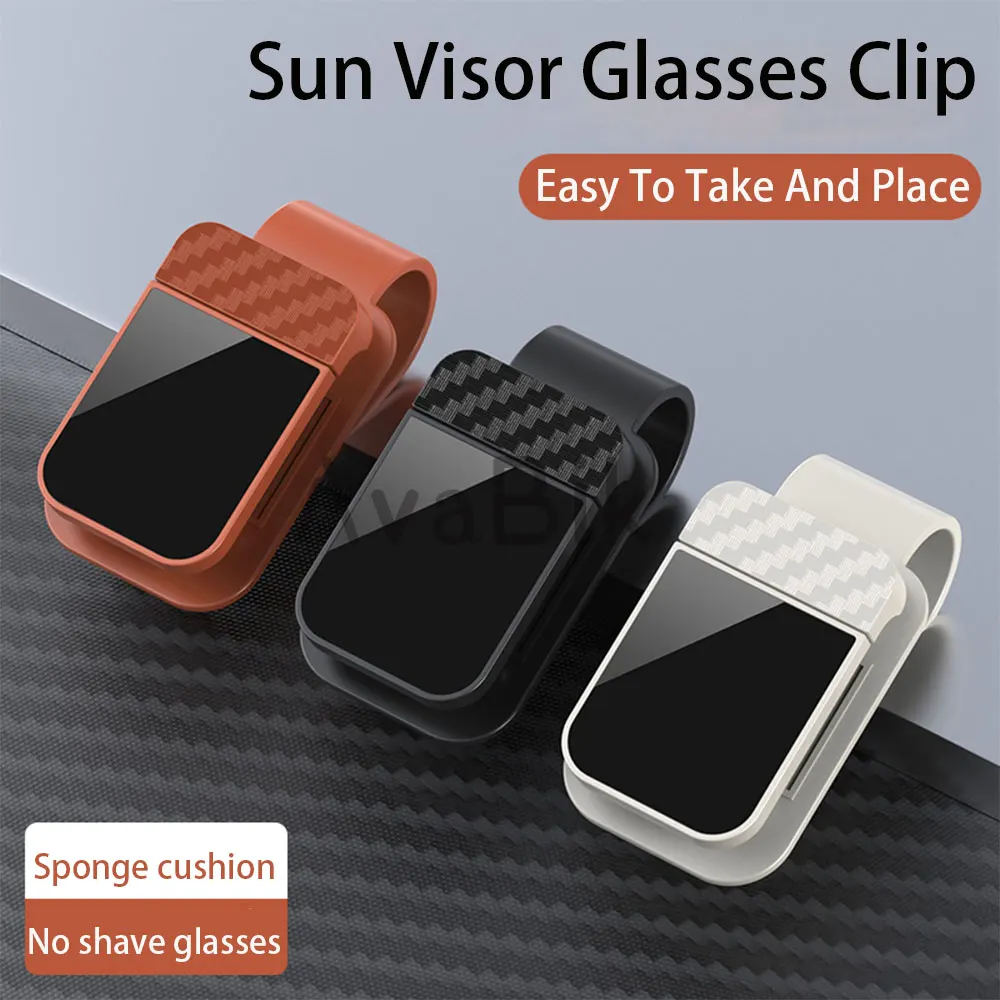 

Car Carbon Fiber Glasses Clip Sun Visor Glasses Holder Card Ticket Holder Stable Storage Clips Eyeglasses Hanger Car Interior