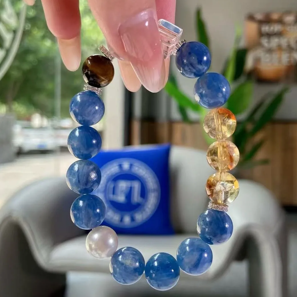 

Natural Crystal Bracelet, Kyanite Yellow Tower Crystal White Crystal Light Luxury Fashion Bracelet.