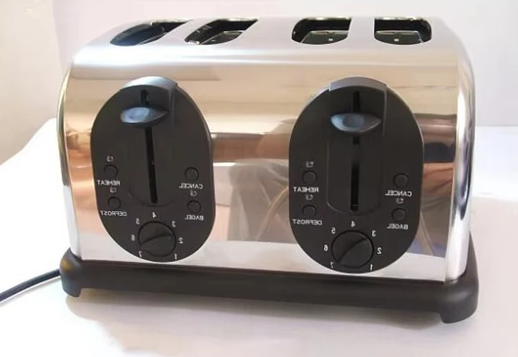 4-Piece Toaster Stainless Steel Electric Automatic Pop-Up Breakfast Sandwich Toaster
