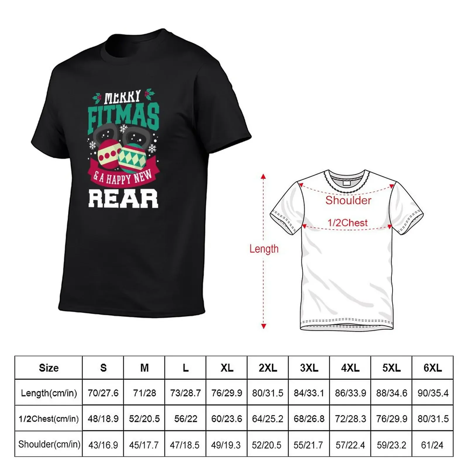 Merry Fitmas and Happy New Rear T-Shirt man clothes graphics vintage workout shirts for men