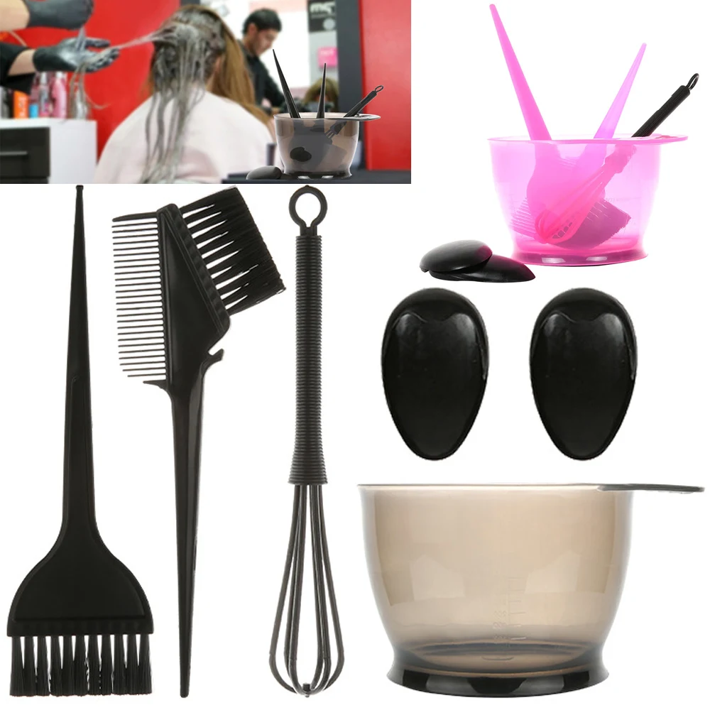 

5PCS Hair Coloring Dyeing Set with Dye Brush Comb Tinting Bowl Ear Caps Hairdressing Supplies Hairdressers Mixer Hair Accessorie